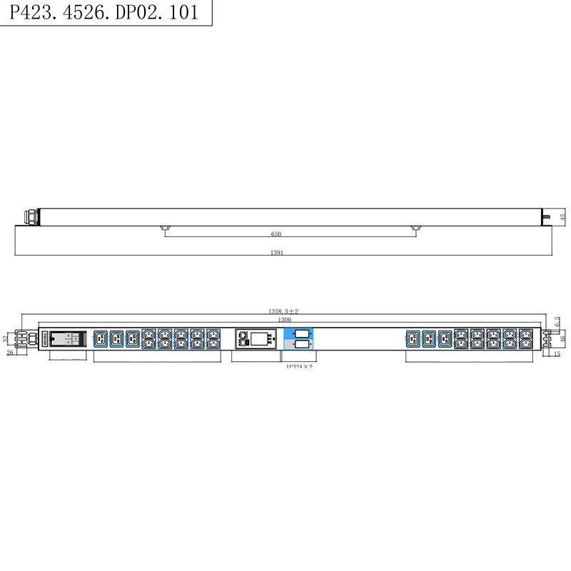 TCP / IP حامل ذكي PDU 26 منفذ IEC C13 /C19 1.5U قطاع دارة مغناطيسي سائل عمودي