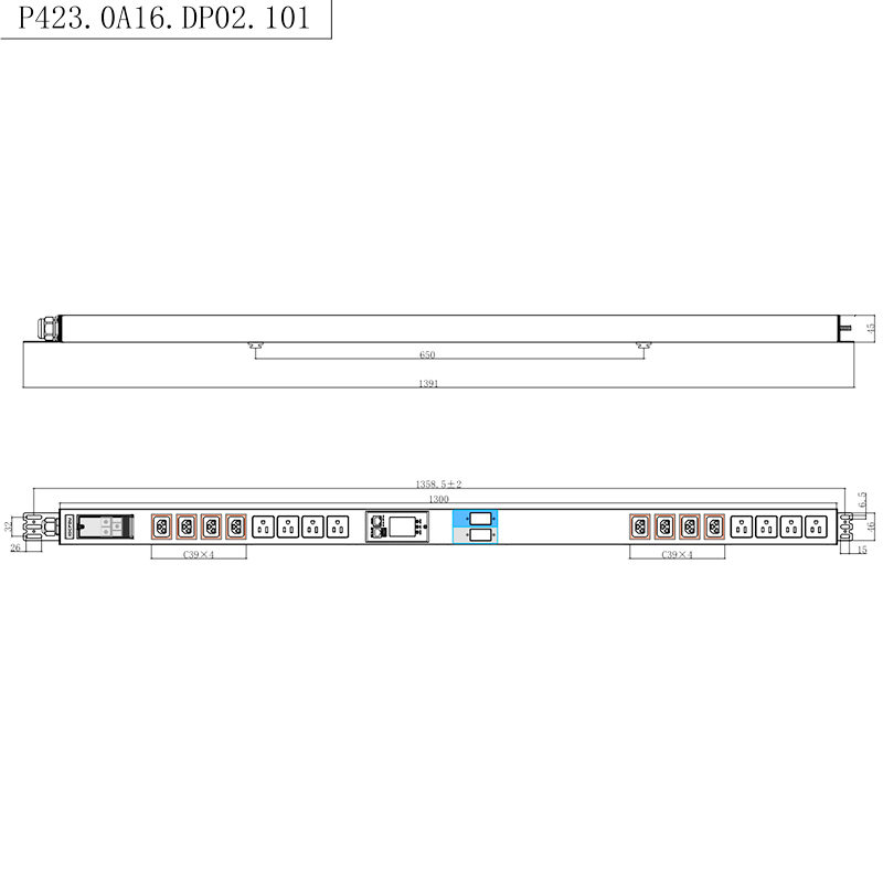 16 منفذ IEC C13 C19 ومآخذ الولايات المتحدة 1.5U قطاع دارة مغناطيسي سائل عمودي TCP/IP رف ذكي PDU