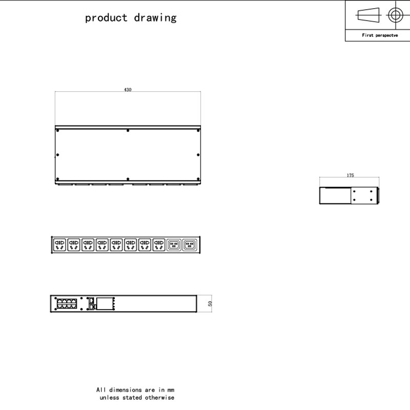 10-Outlet C20 عمودي TCP / IP مستشعر Eco Smart Rack Pdu 1U