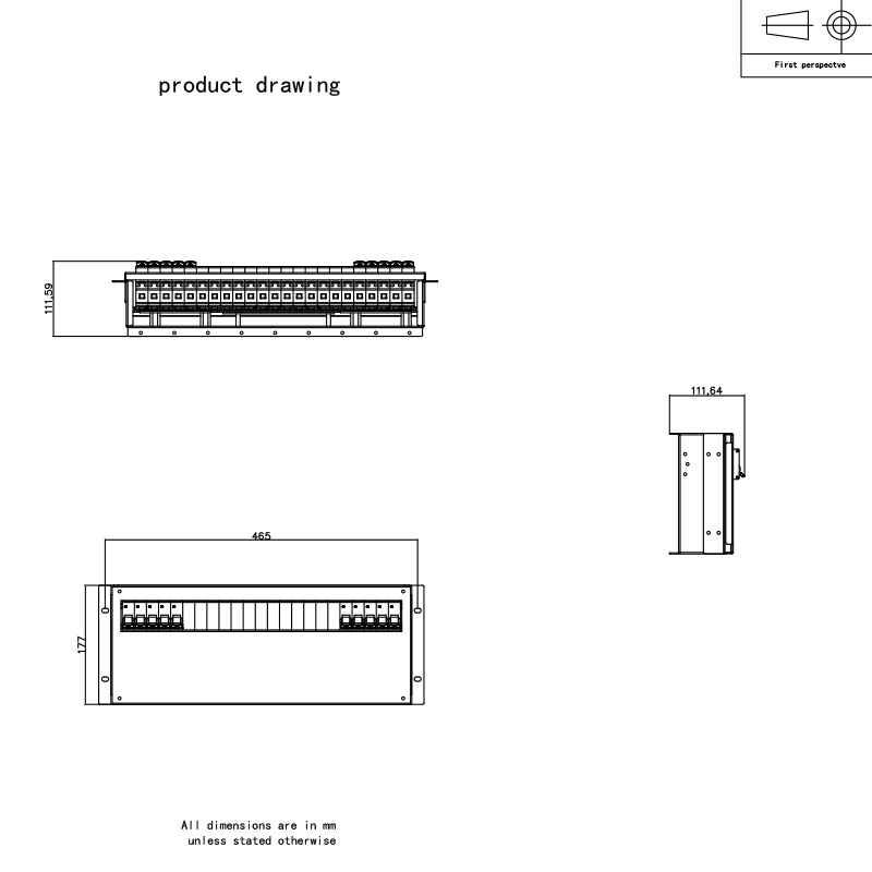 3U Breaker رف أفقي Pdu رمادي