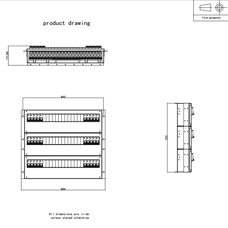 9U Breaker Horizontal Rack Pdu رمادي